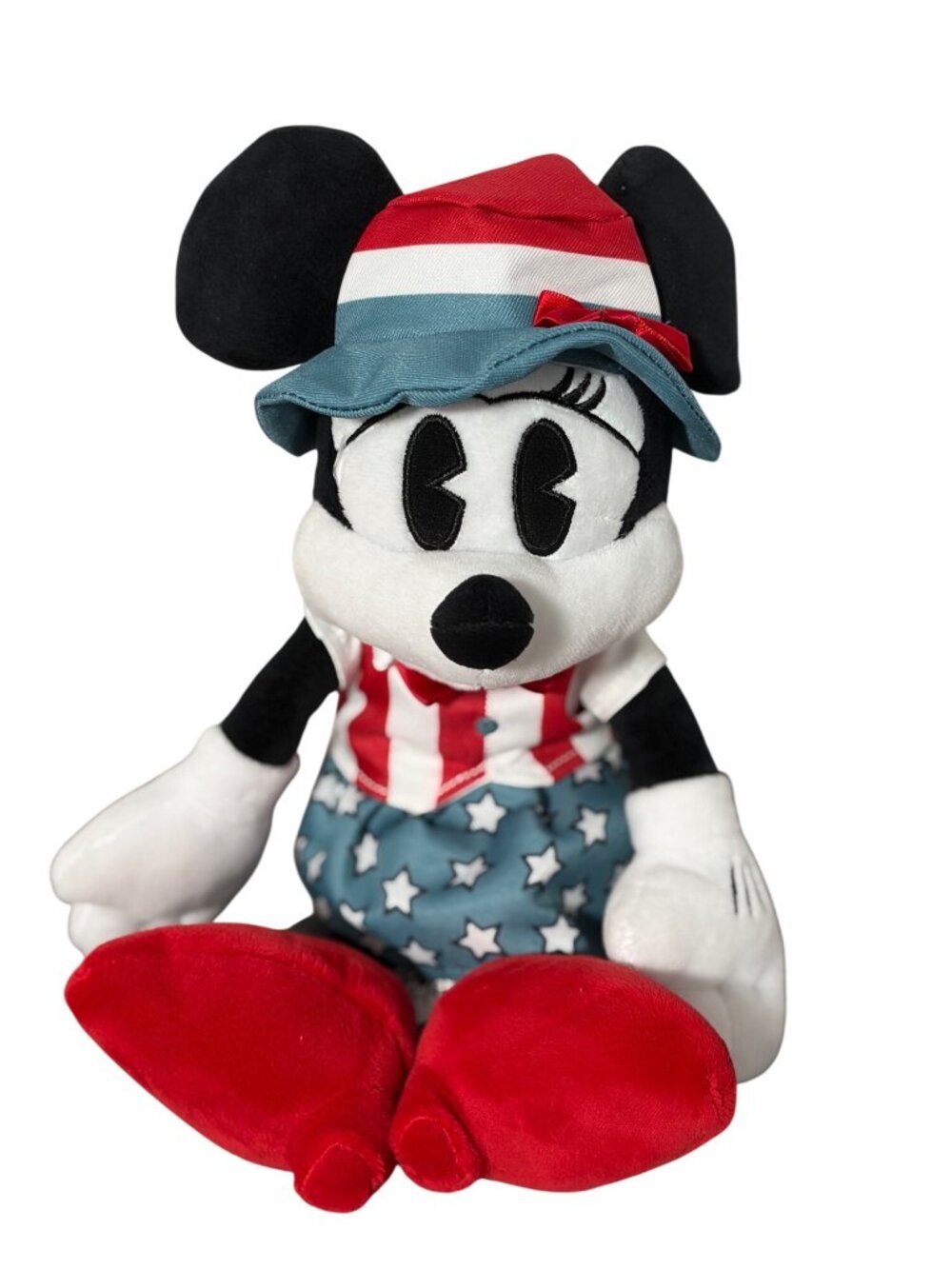 Disney Minnie Mouse Plush Stuffed Animal Doll Toy Patriotic Flag 14 in Tall Red